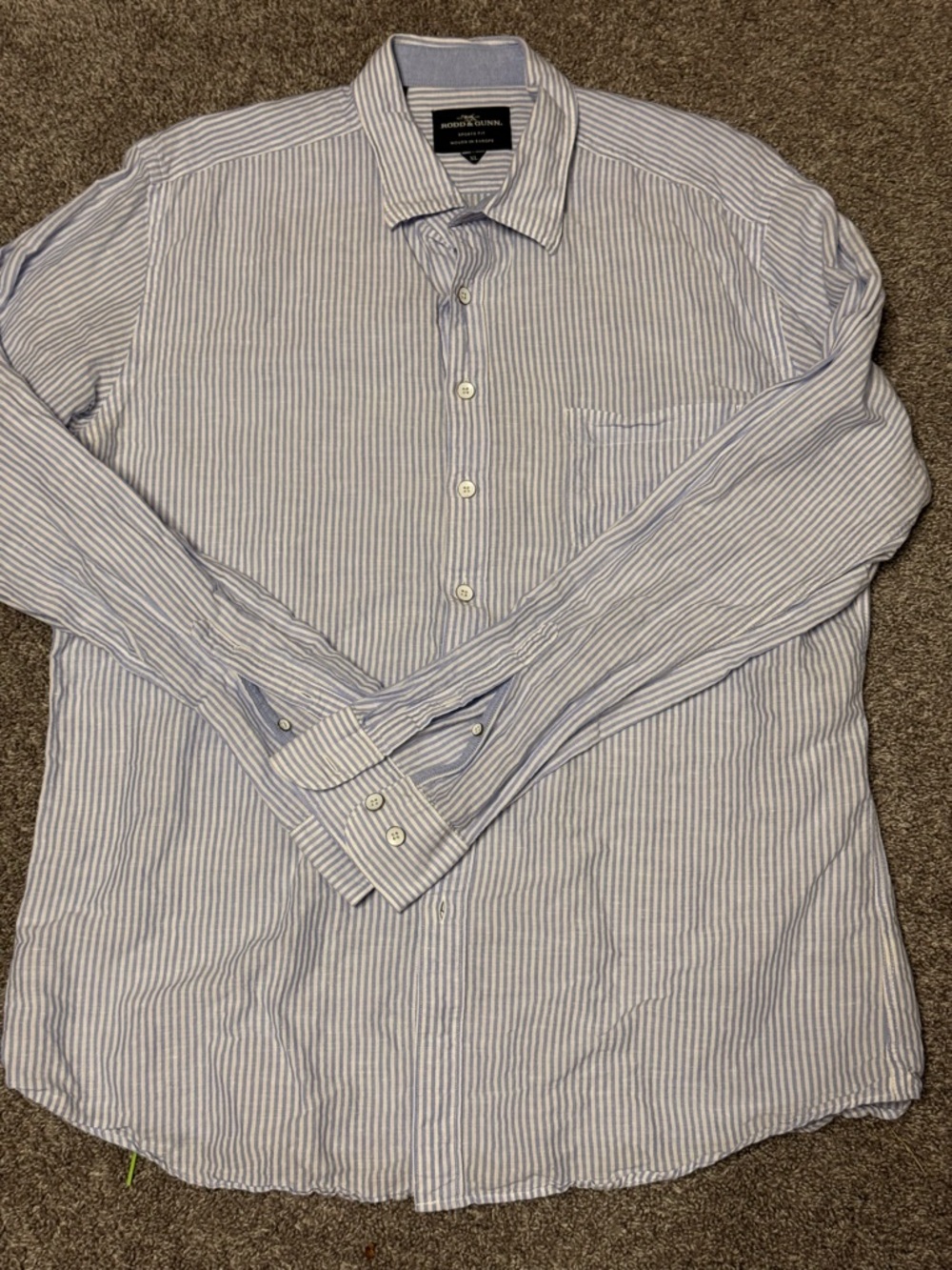 Rodd & Gunn Light Blue and White Striped Button-Down Shirt